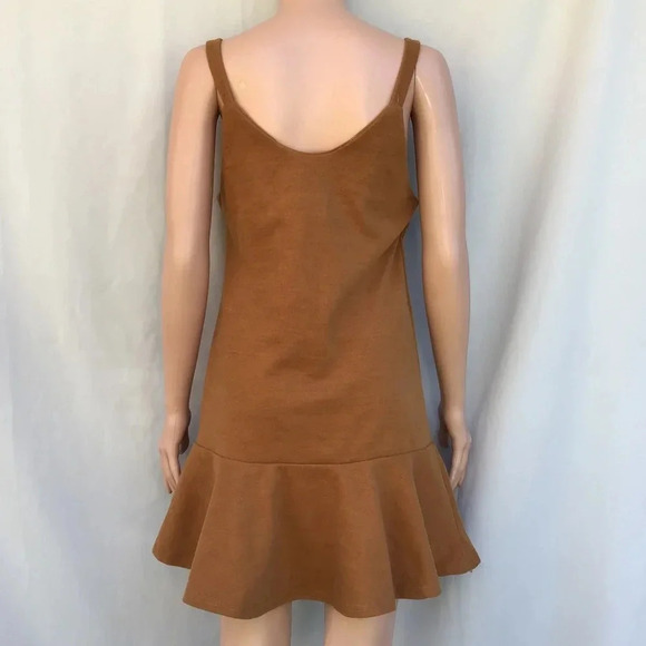 Brown Mini Dress with Ruffles Sleeveless Straps Medium Large - Picture 5 of 8